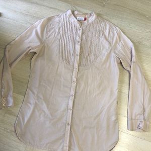 Beige 100% cotton button down tuxedo shirt from Italy